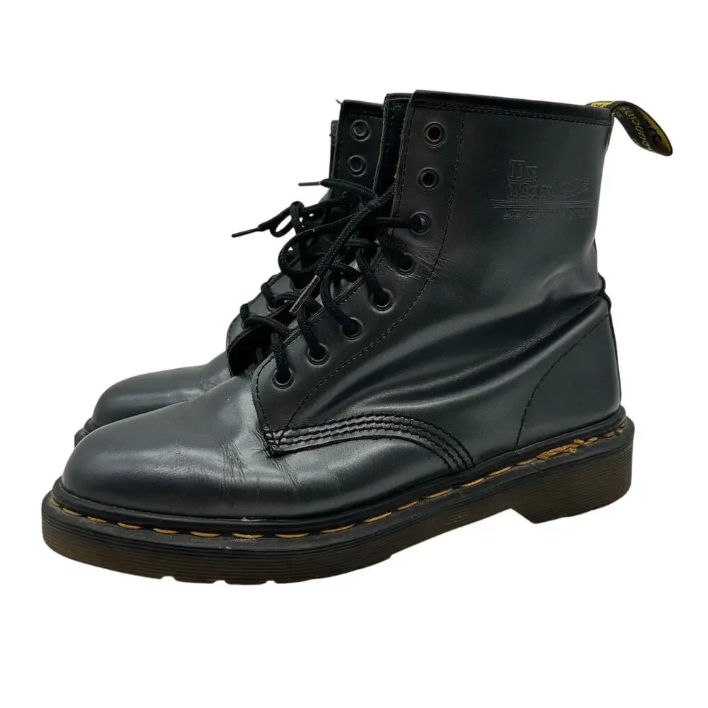 Vintage Dr. Martens 8-Eye Metallic Leather Ankle Boots Size 9 Made in England